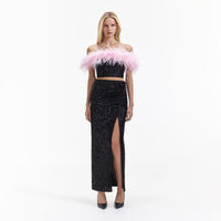 Black Sequin Maxi Skirt