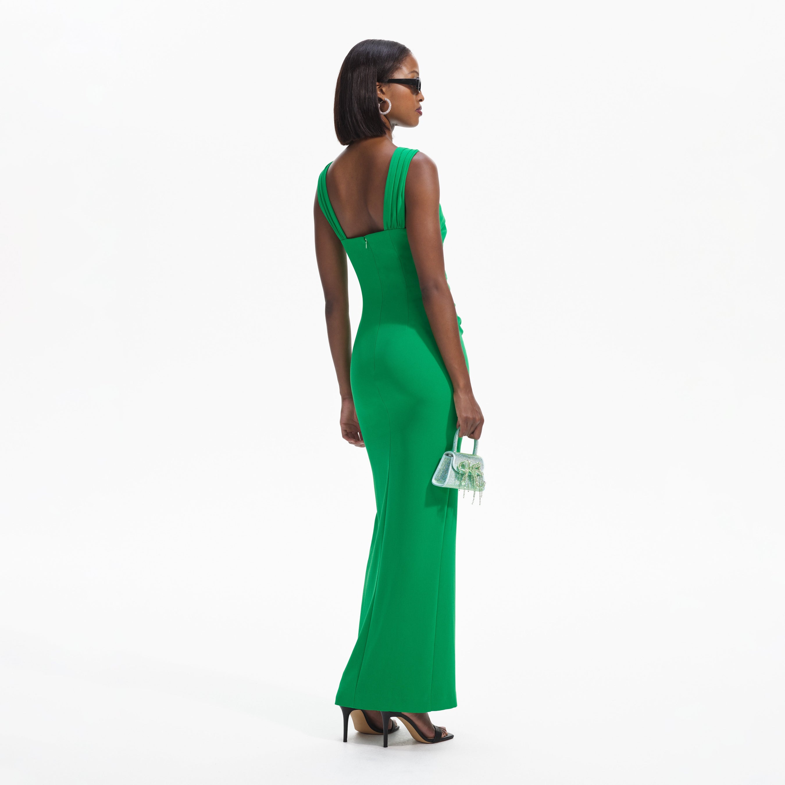 Green Crepe Cut-Out Maxi Dress