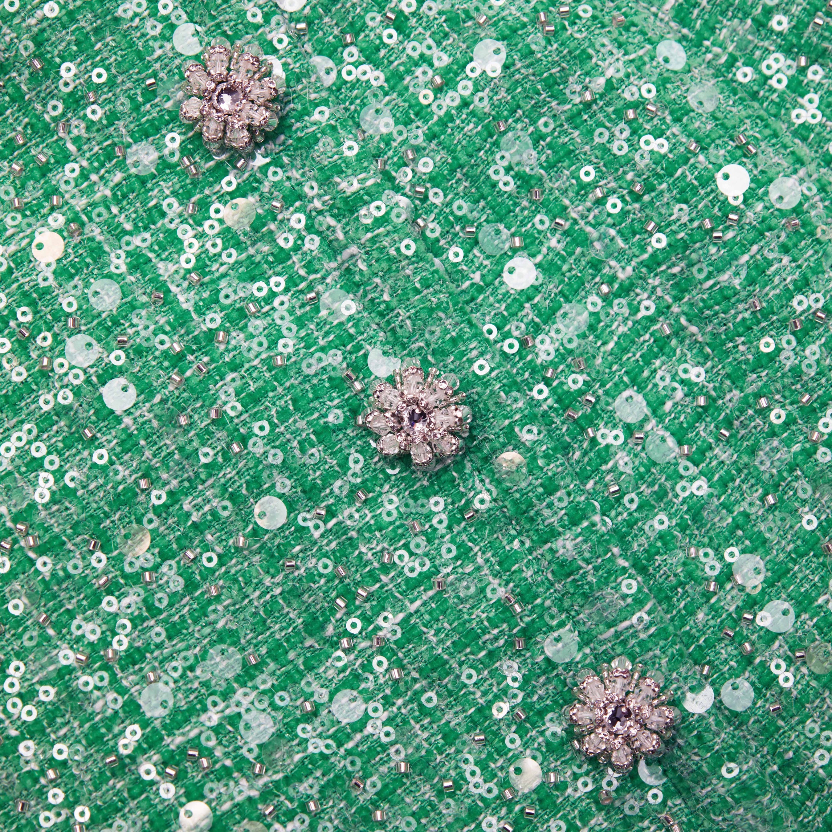 Green Boucle Midi Skirt