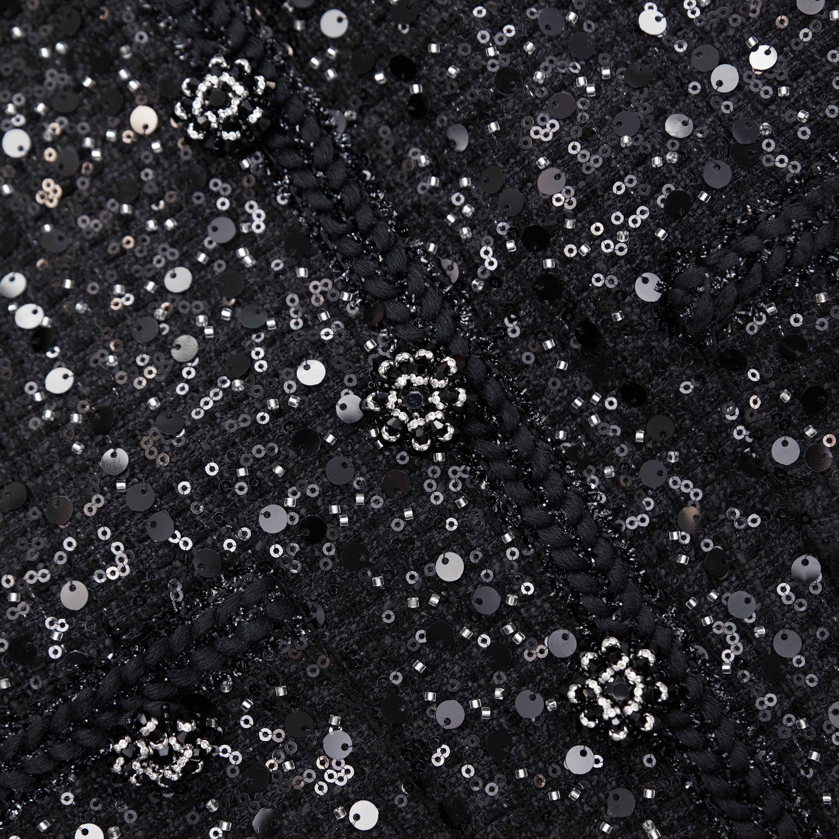Dressmaking Fabric, Carraway Stripe Sequins - Black