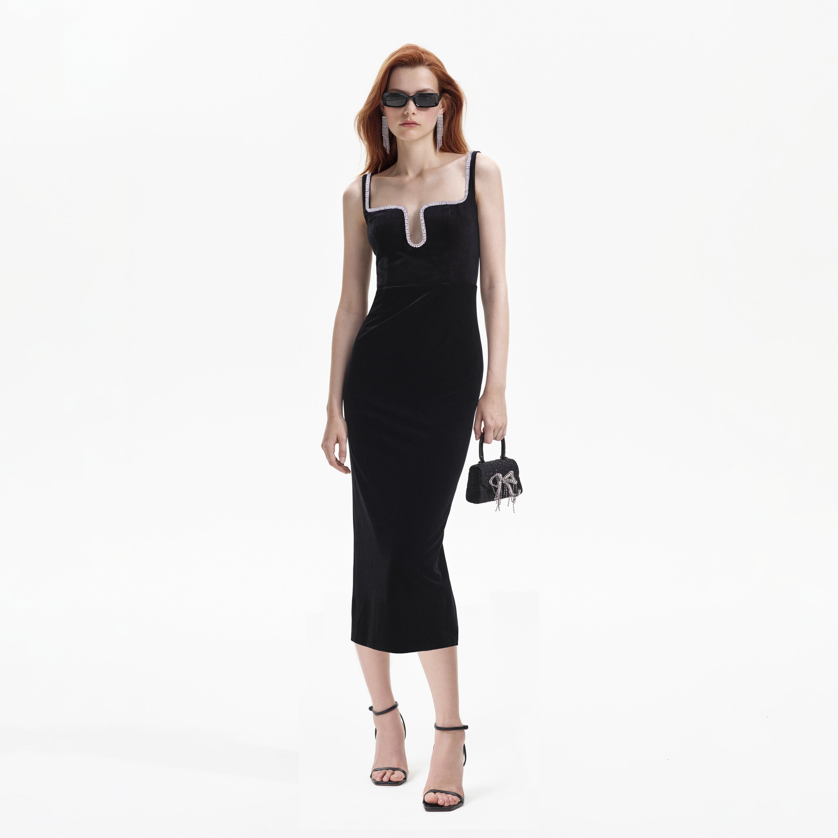 Black Velvet Midi Dress