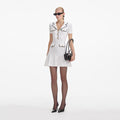 White Viscose Rib Knit Mini Dress