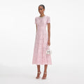 Pink Lace Embellished Midi Dress