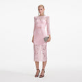 Pink Lace Bustier Midi Dress