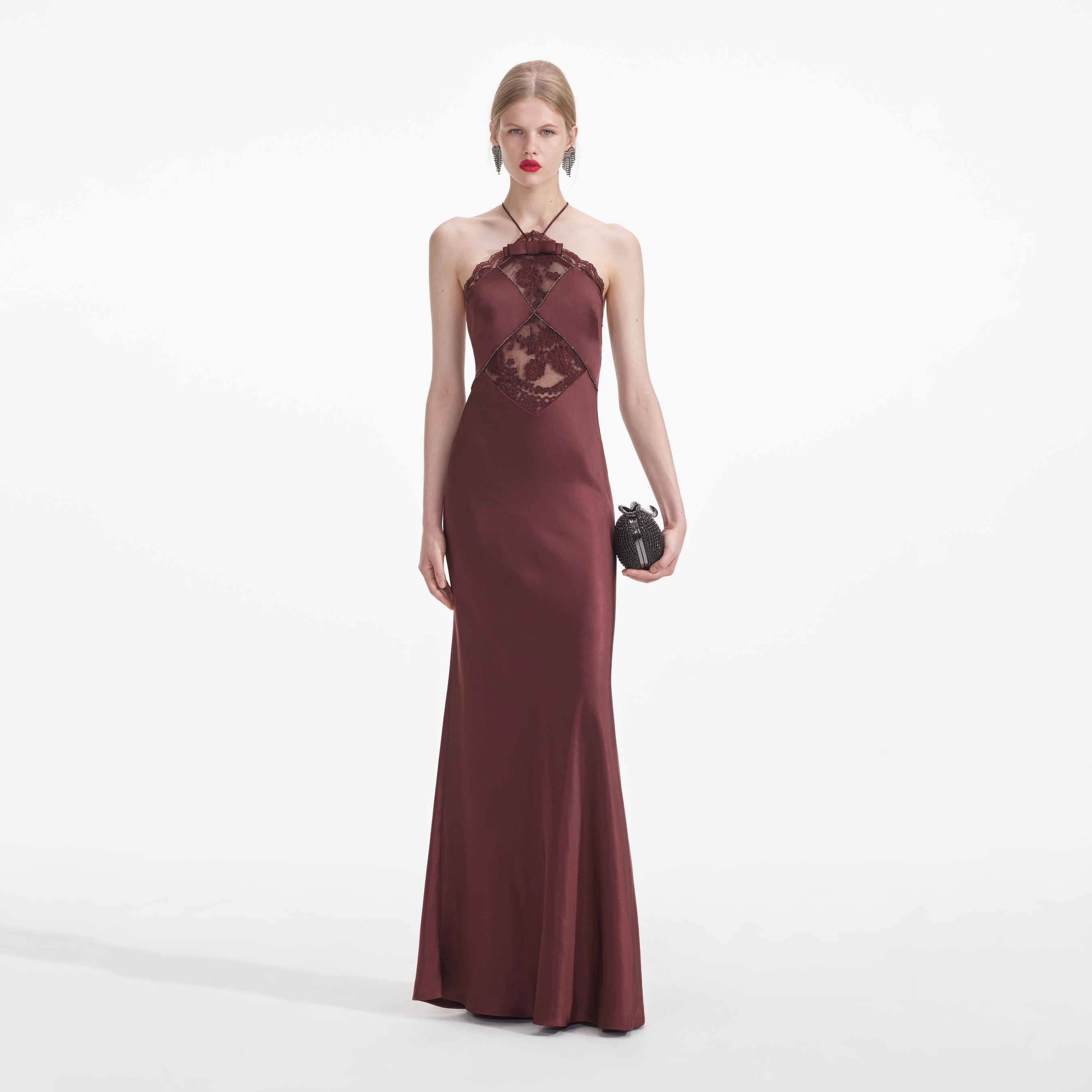 Brown Satin Maxi Dress