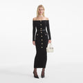 Black Chenille Knit Midi Dress