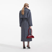 Blue Boucle Trench Coat