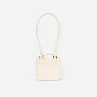 Cream Leather Square Shoulder Bag