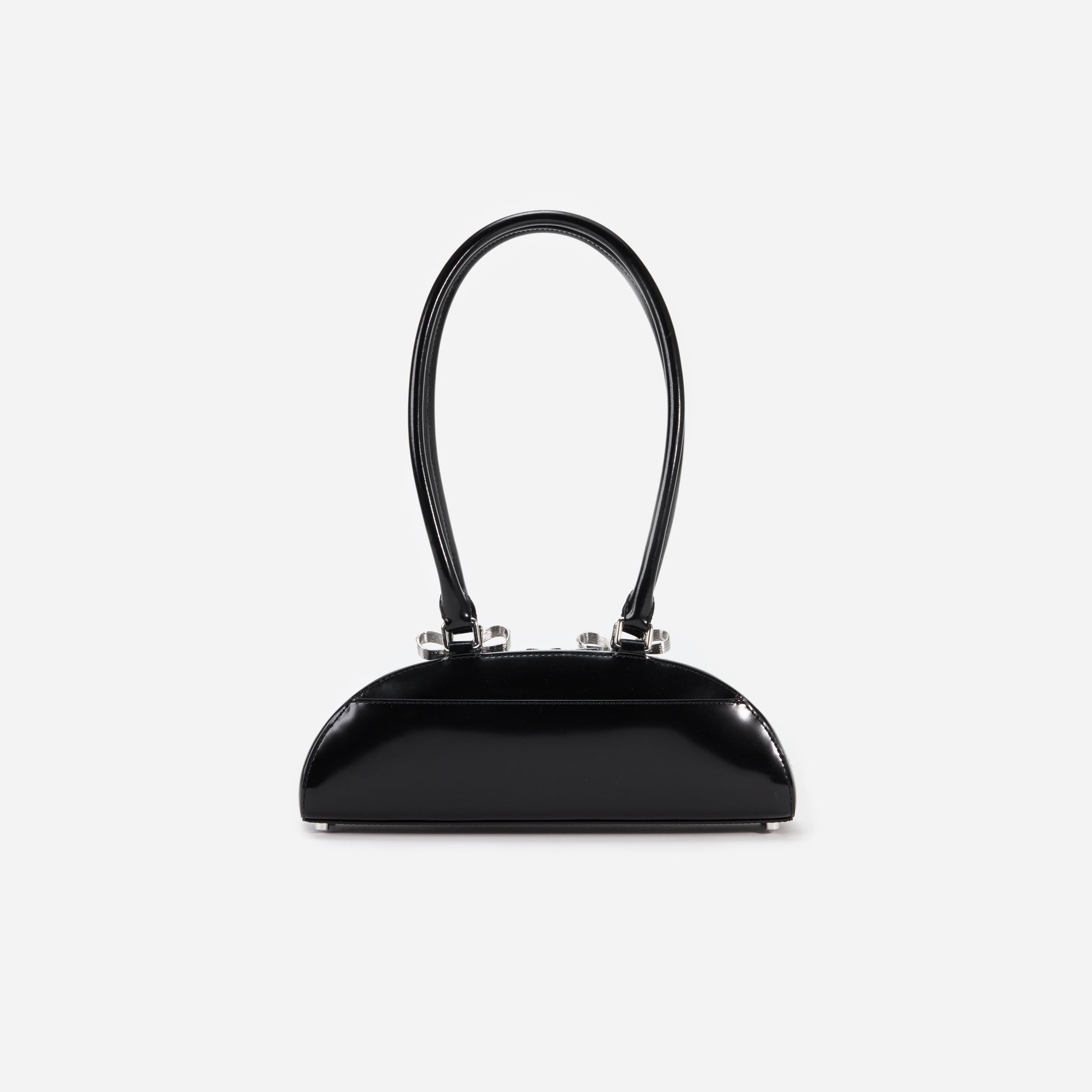 Black Leather Curved Shoulder Bag