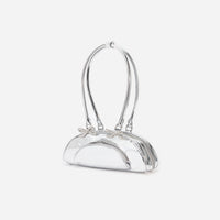 Silver Metallic Curved Shoulder Bag