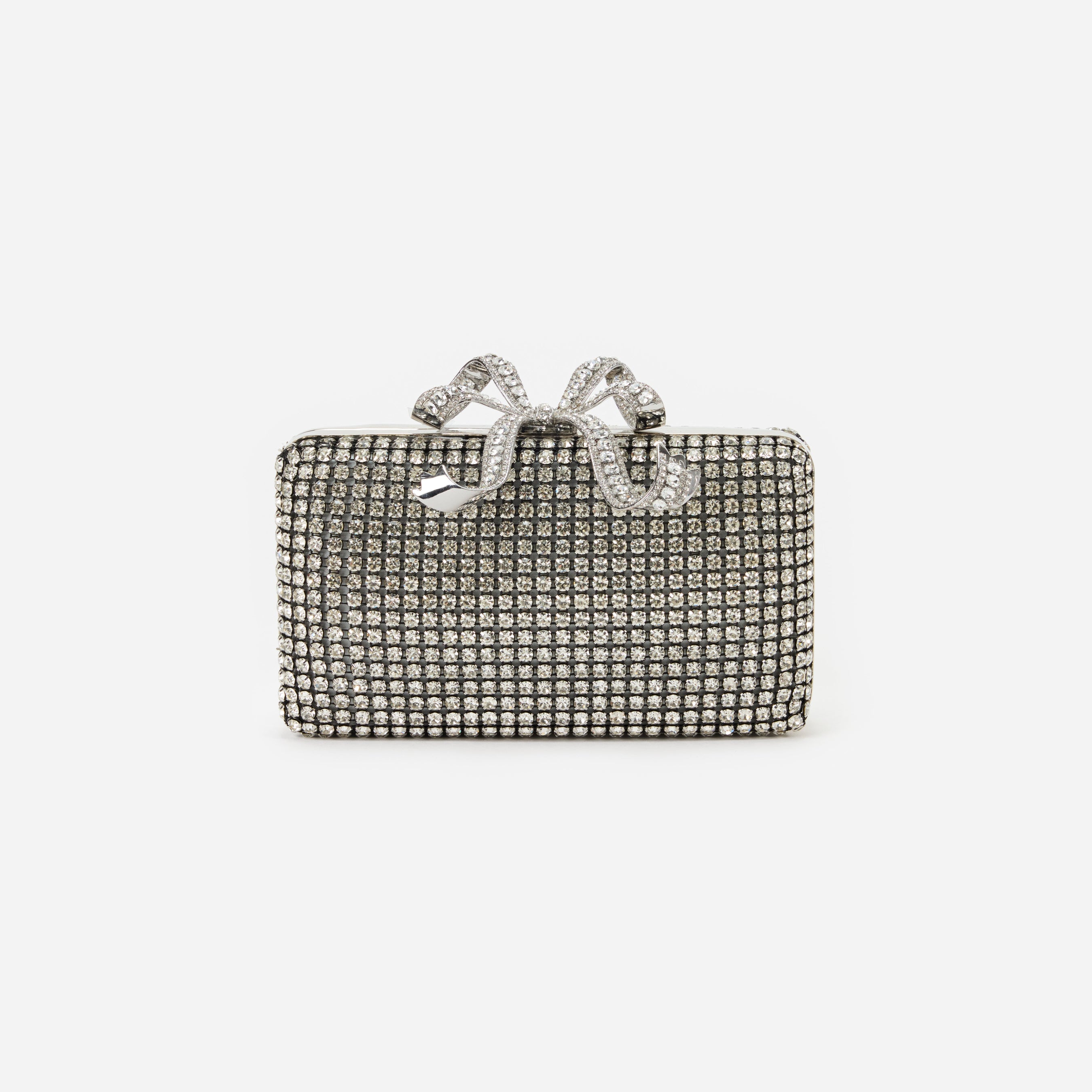 Silver Crystal Box Clutch