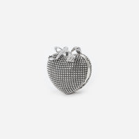 Silver Crystal Heart Clutch