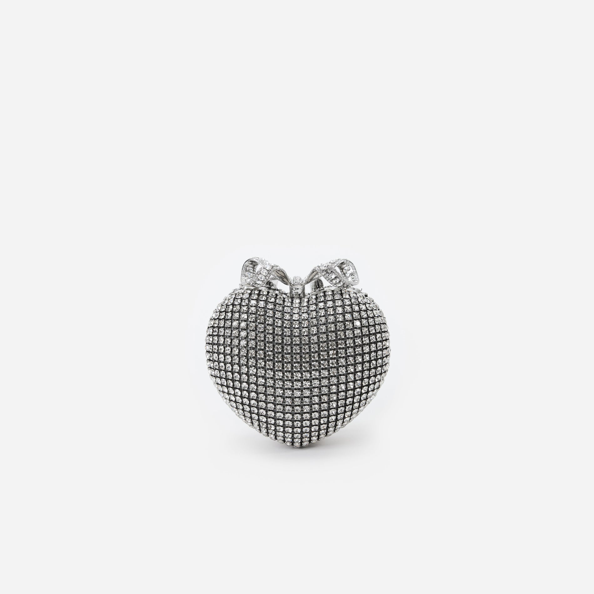 Silver Crystal Heart Clutch