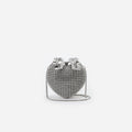 Silver Crystal Heart Clutch
