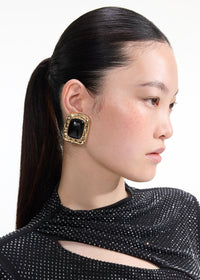 Mottled Gold Black Earrings