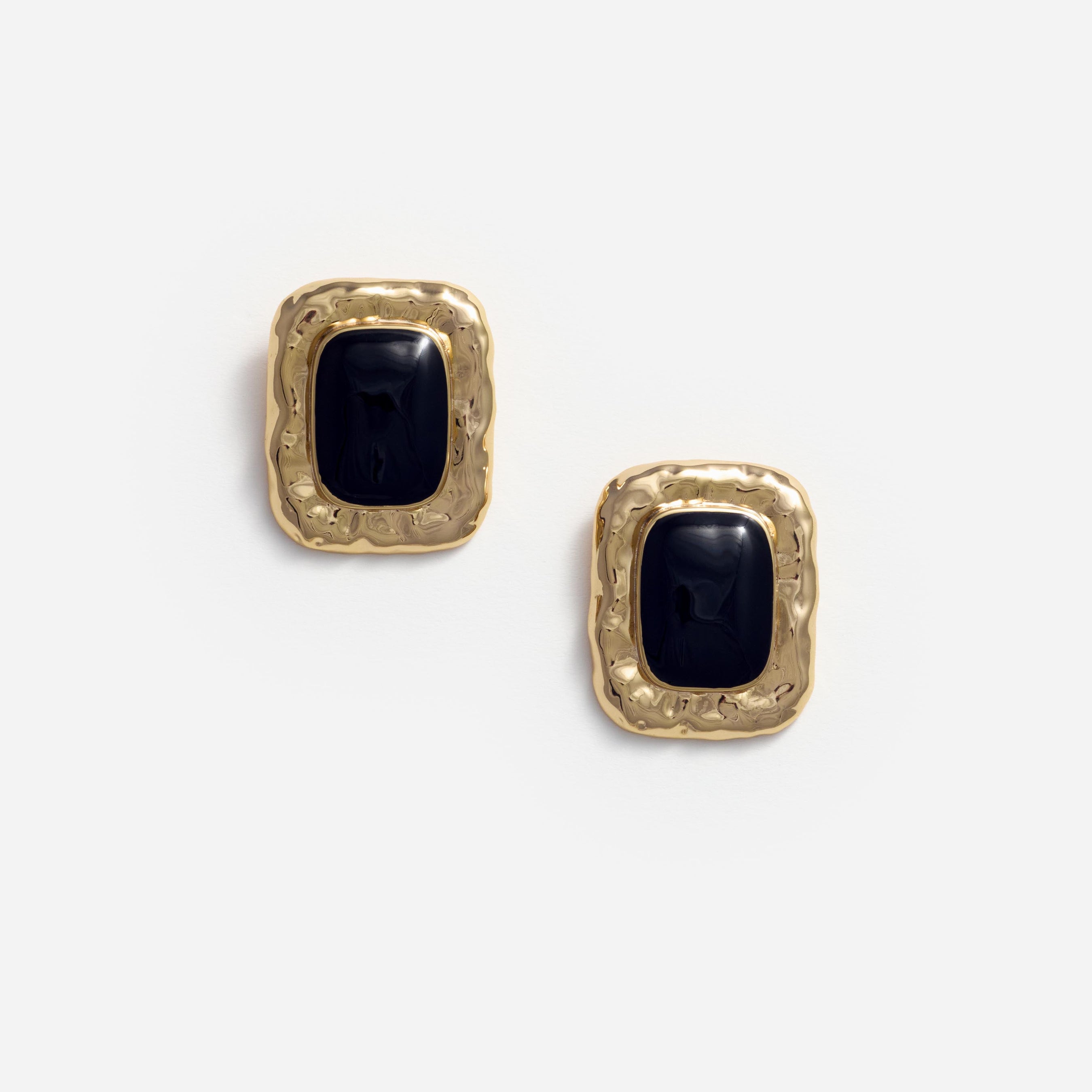 Mottled Gold Black Earrings