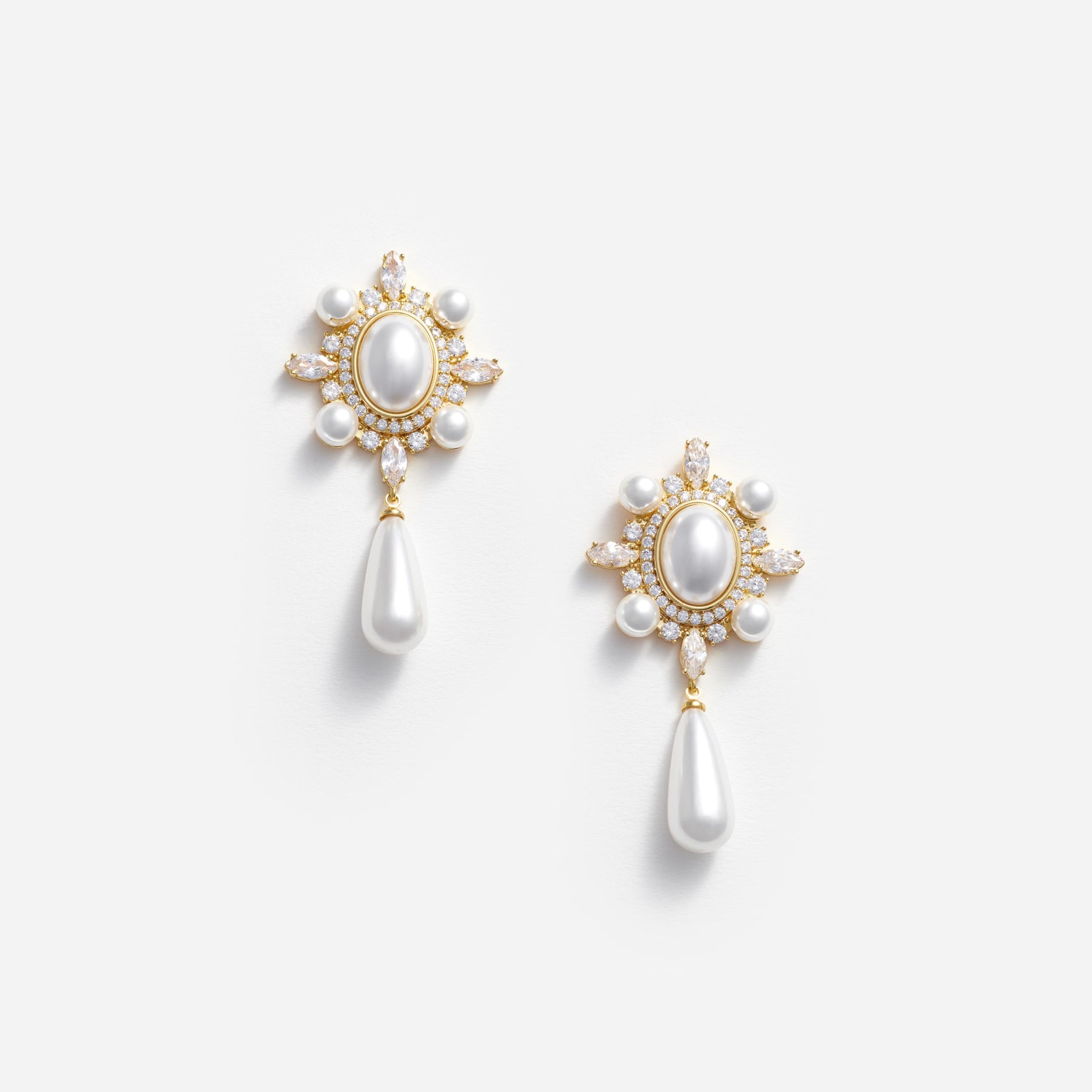 Gold Pearl Droplet Earrings