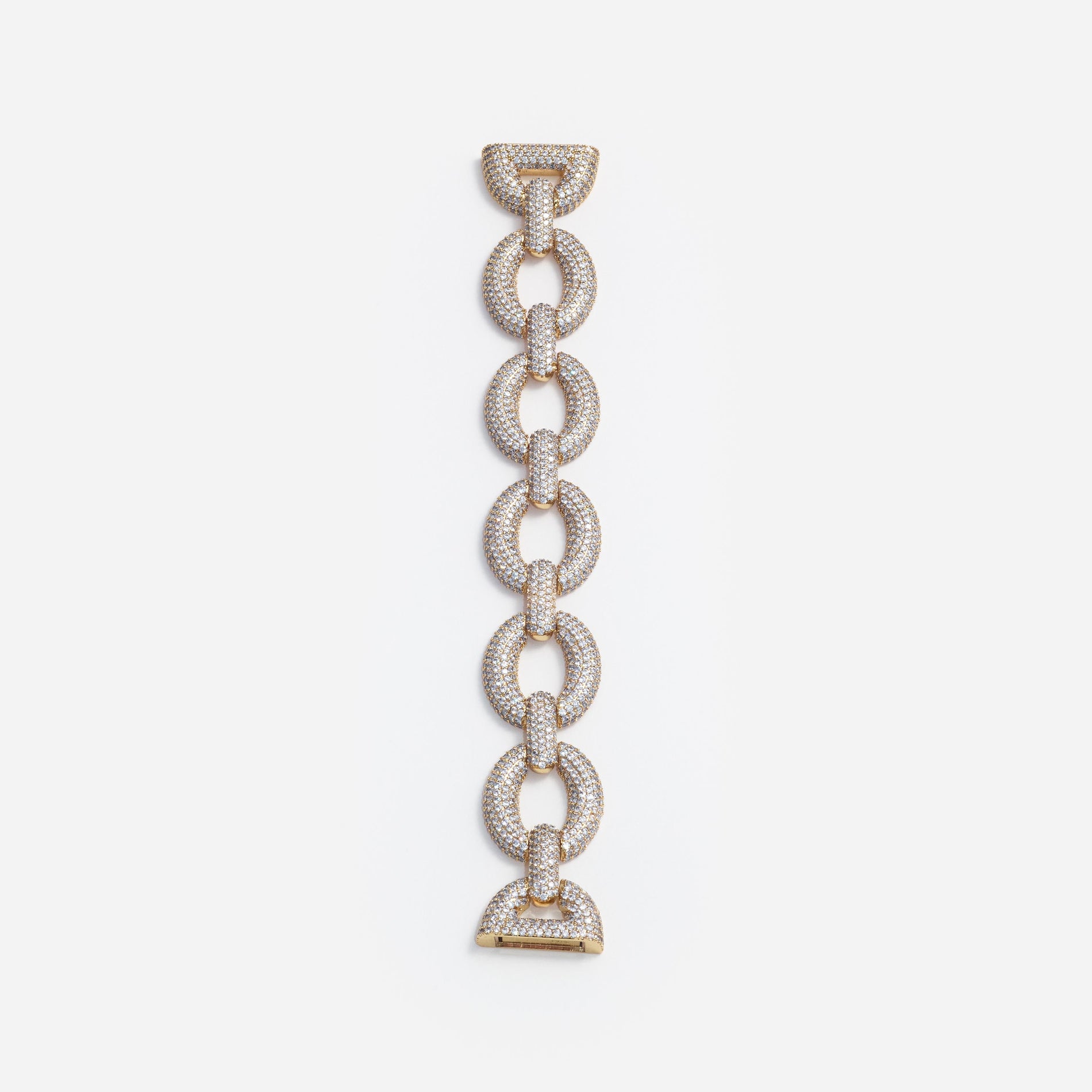 Side view of a woman wearing the Gold Crystal Link Bracelet