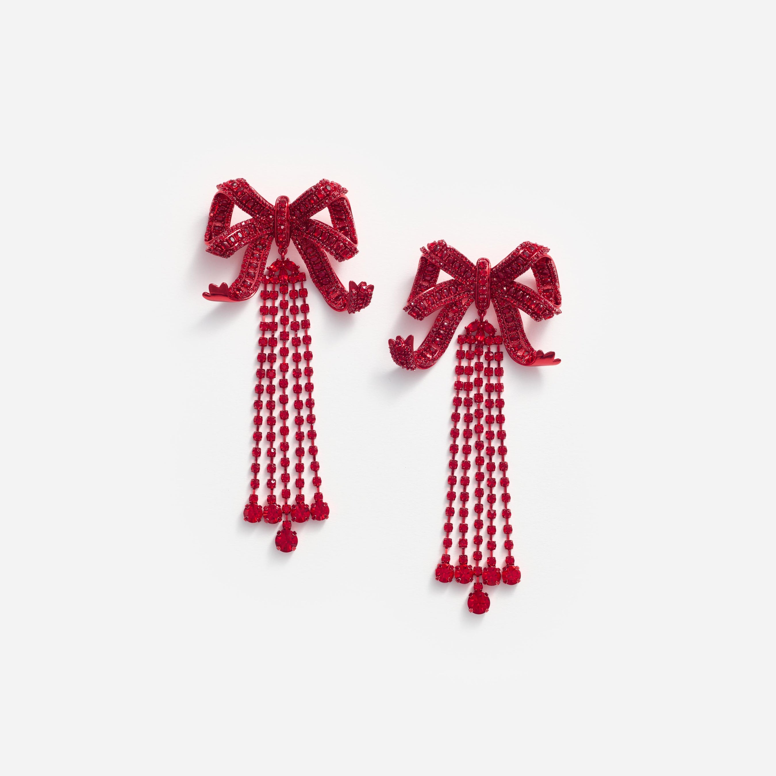 Red Bow Diamante Earrings