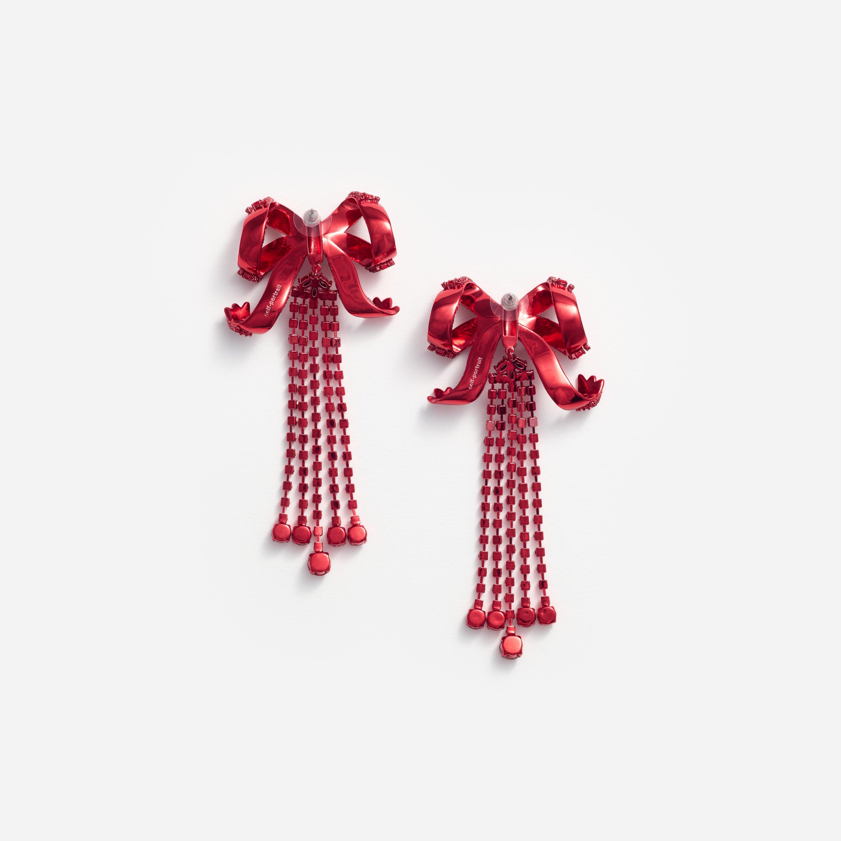 Red Bow Diamante Earrings