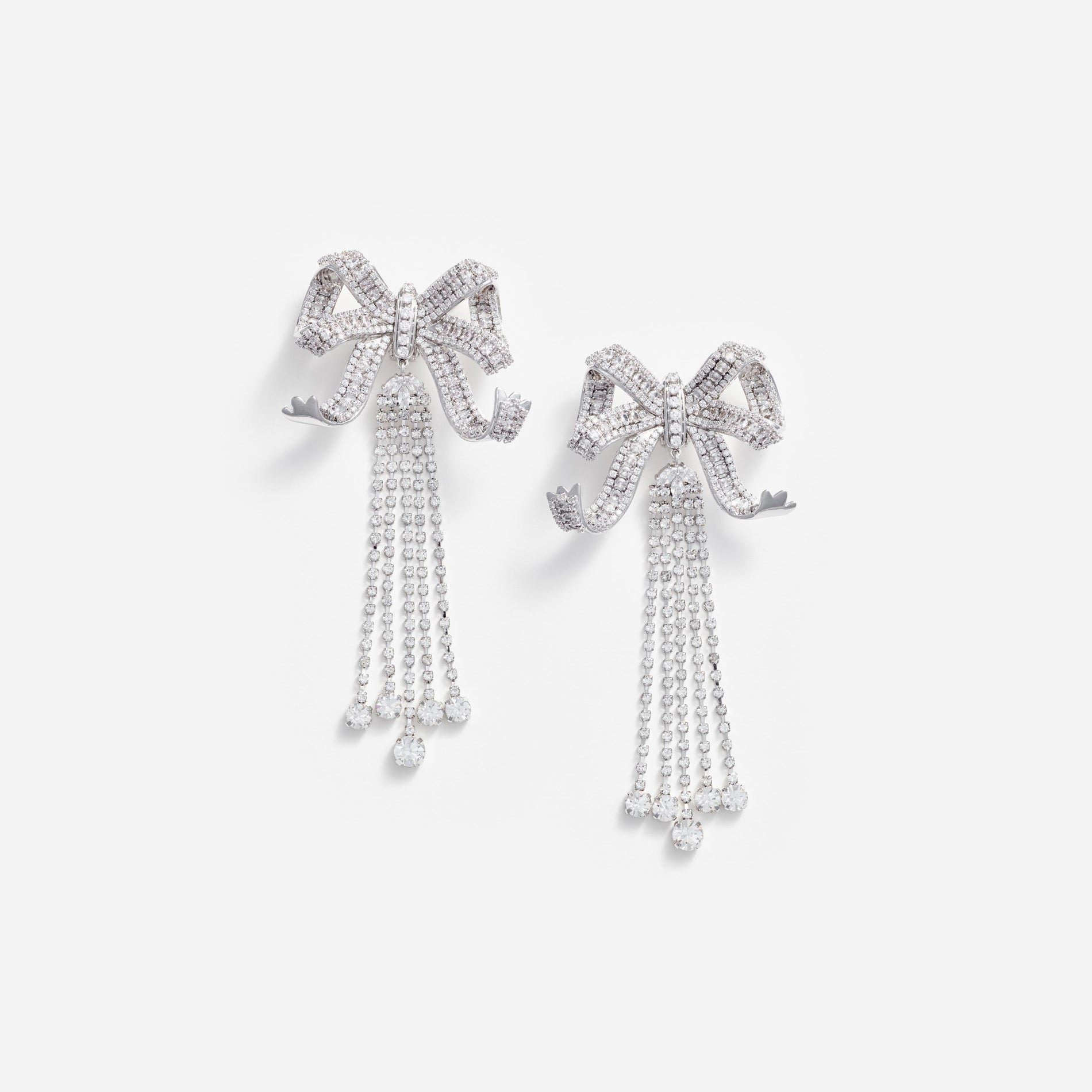 Large Crystal Bow Droplet Earrings