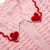 Pink Textured Heart Detail Cardigan