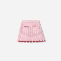 Pink Textured Knit Heart Detail Skirt