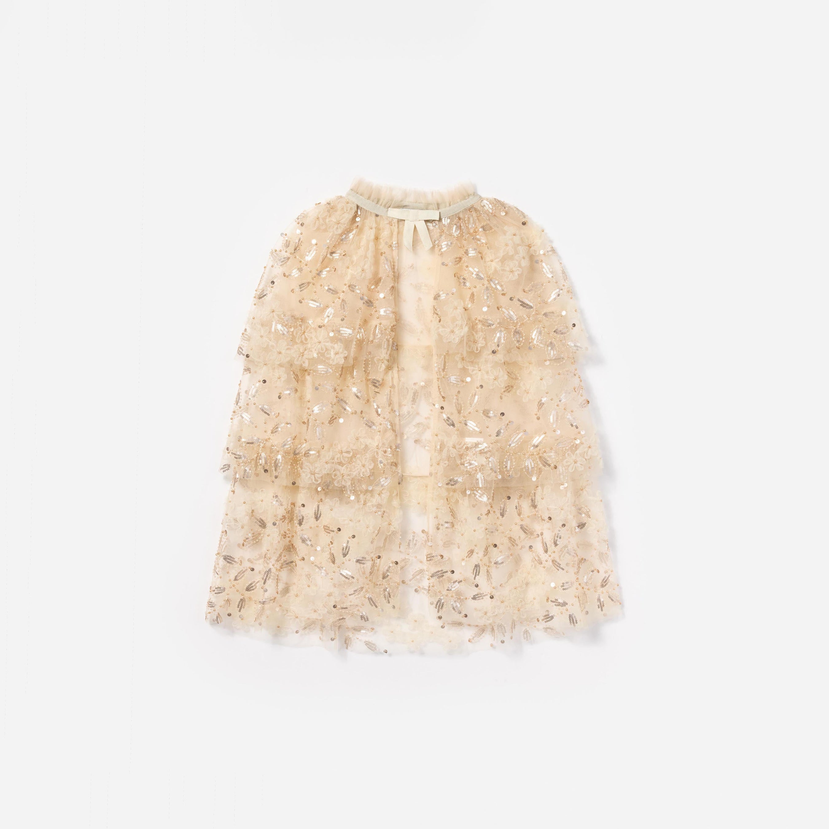 Cream Sequin Tulle Cape