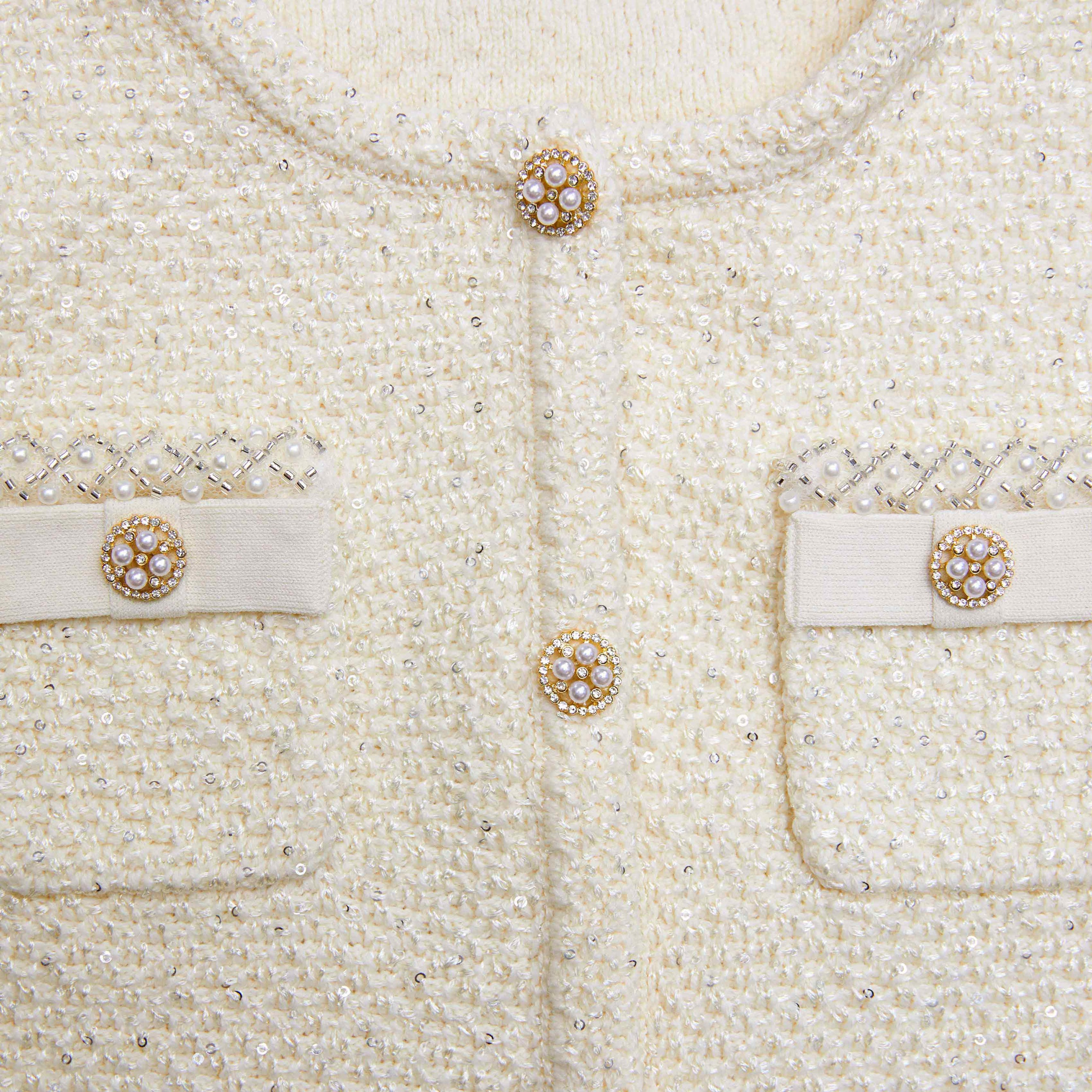 Cream Sequin Cardigan