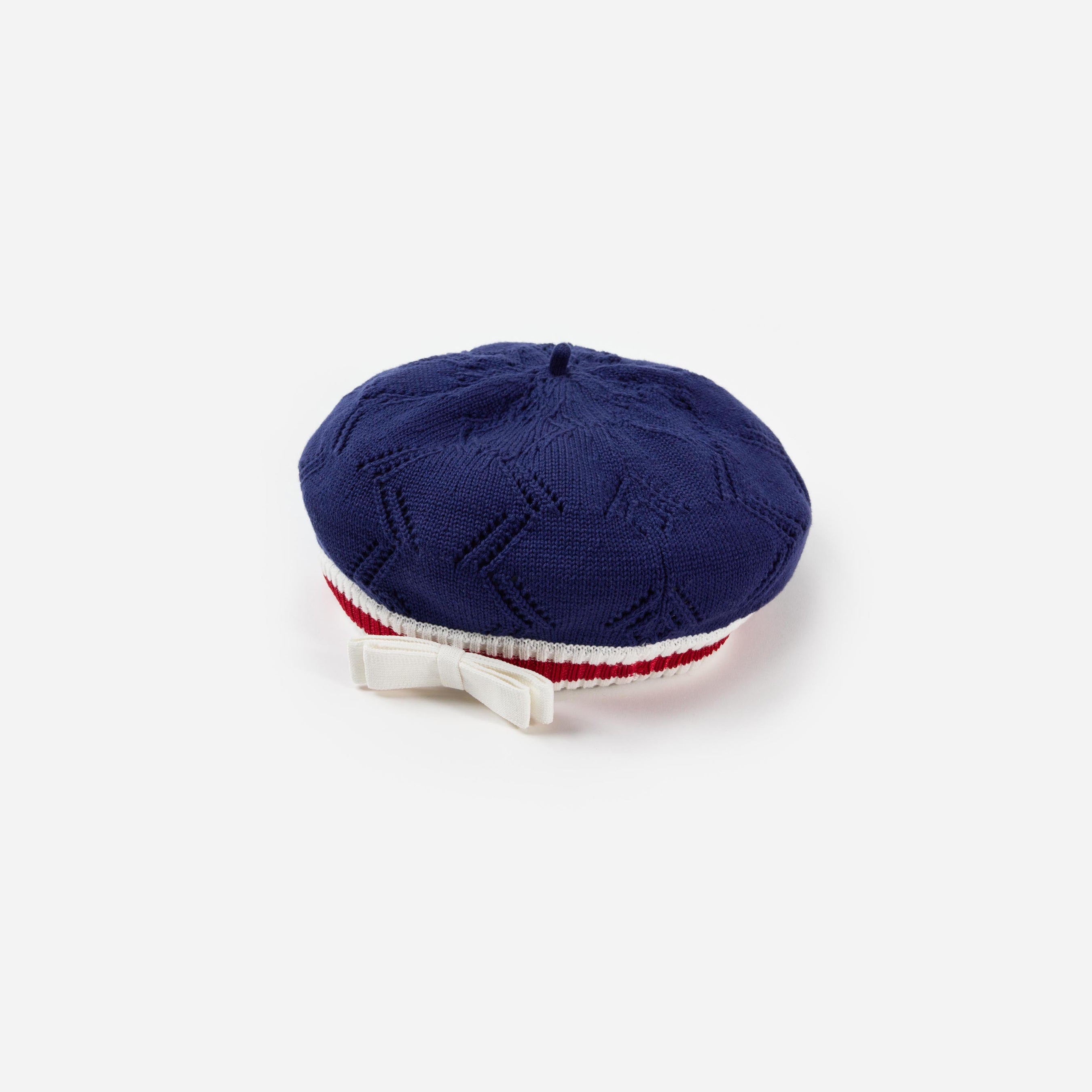 Navy Textured Knit Beret