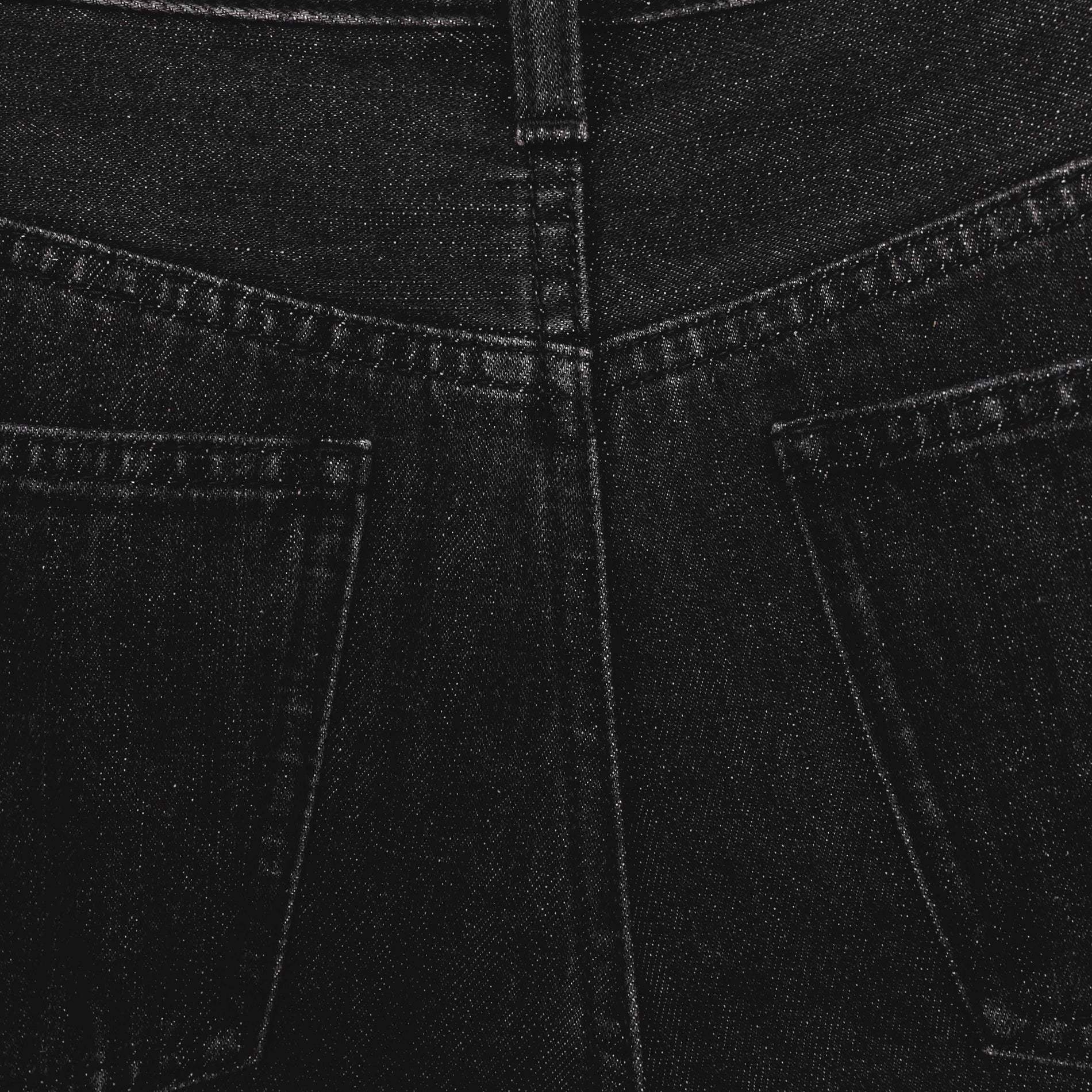 A close up of the fabric for the Black Denim Kickflare Jeans
