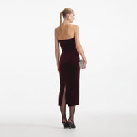 Burgundy Velvet Midi Dress