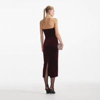 Burgundy Velvet Midi Dress