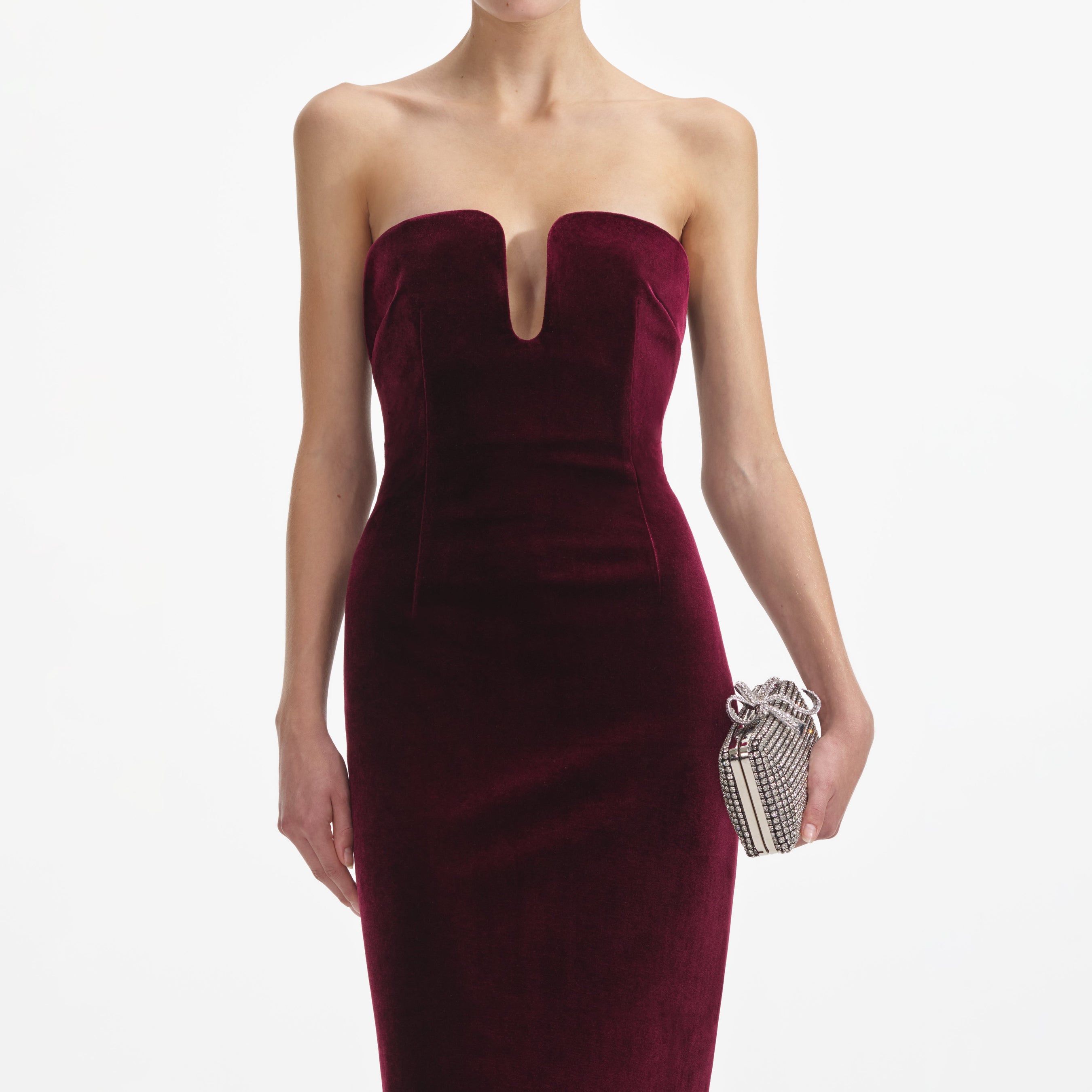 Burgundy Velvet Midi Dress