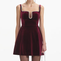 Burgundy Velvet Mini Dress