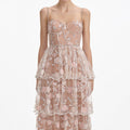 Flower Sequin Tier Maxi Dress