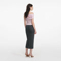 Pink Rhinestone Lace Drape Top