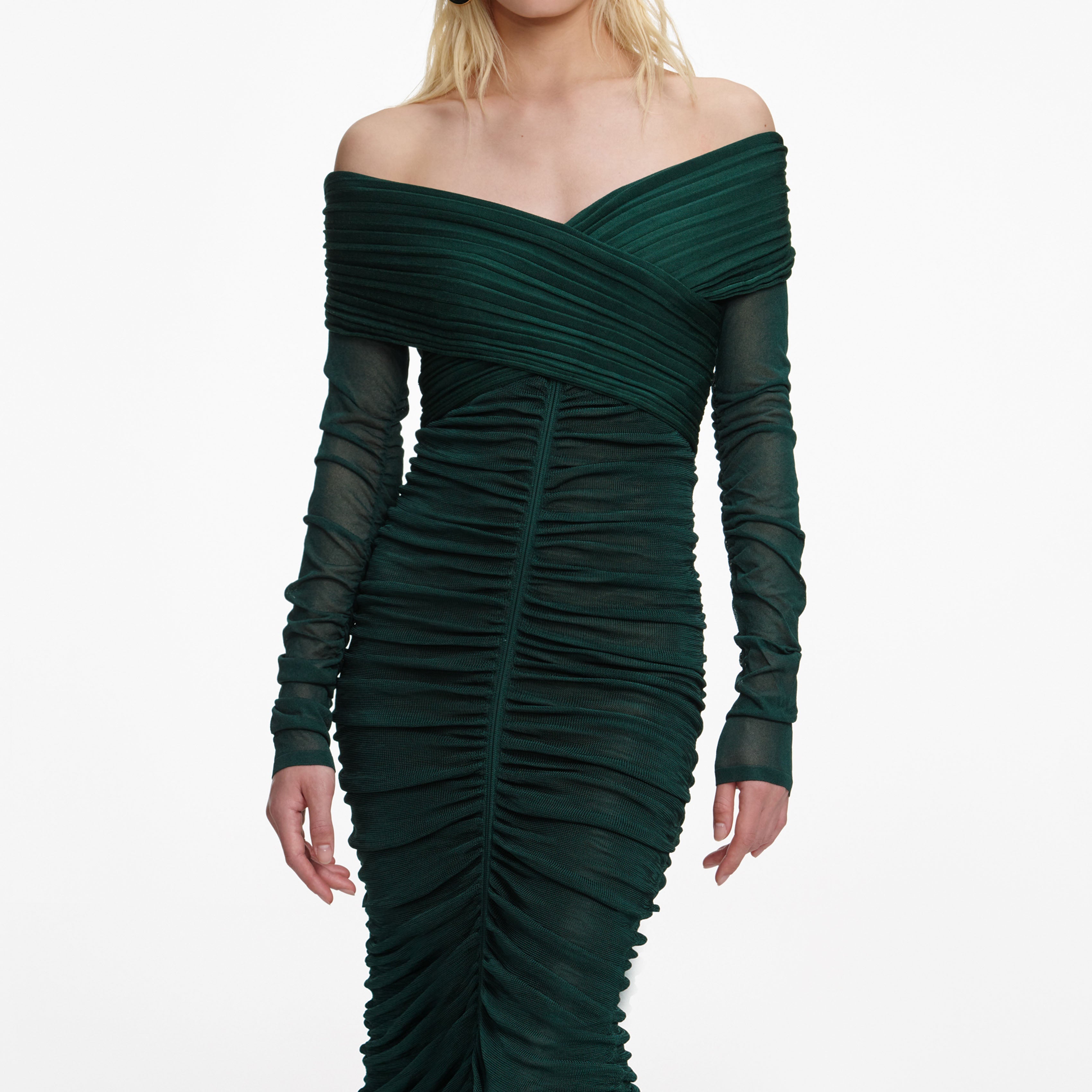 Green Viscose Knit Midi Dress
