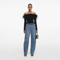 Black Feather Viscose Knit Top