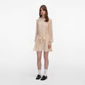 Tan Pleated Georgette Mini Dress