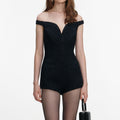 Black Boucle Playsuit