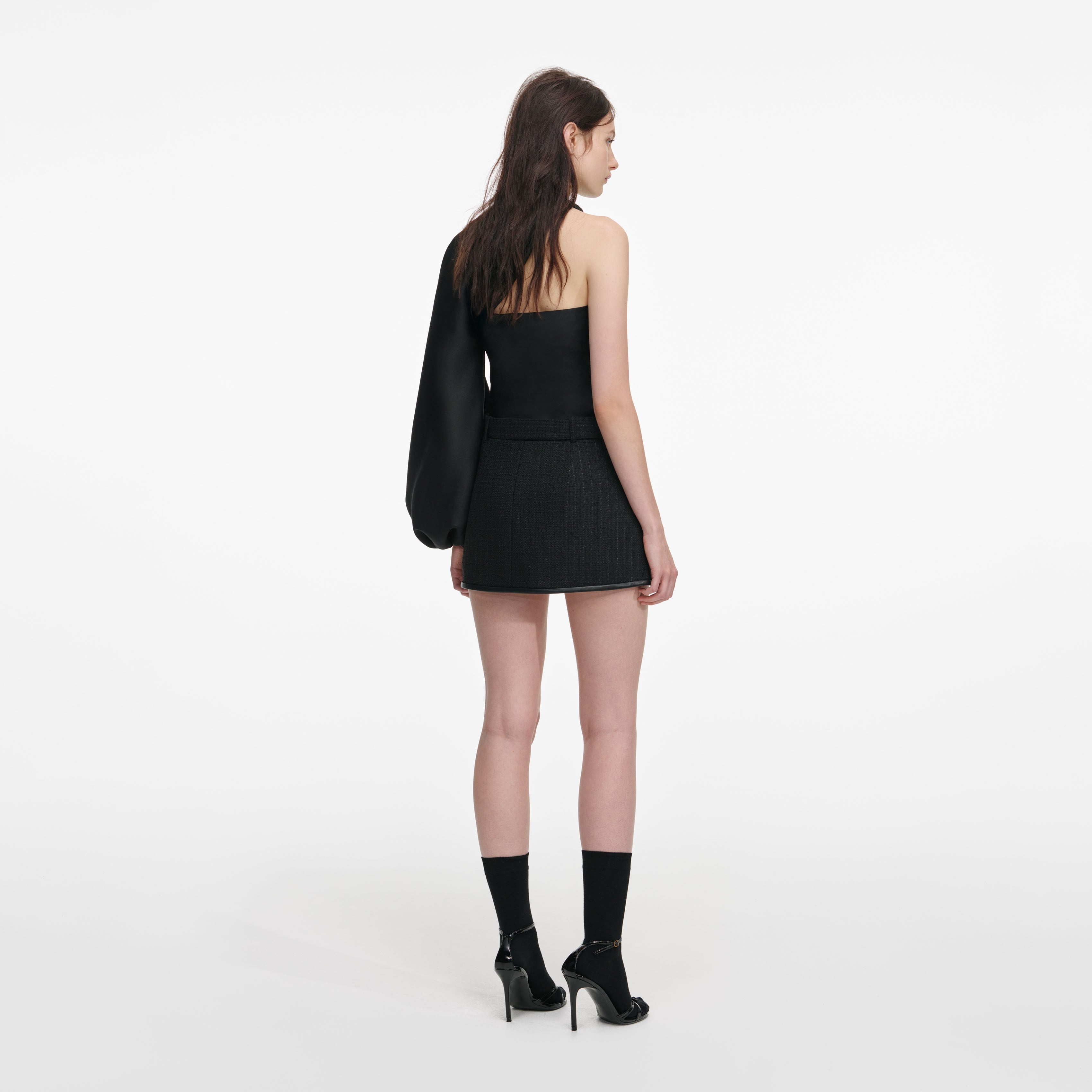 Black Boucle Mini Skirt