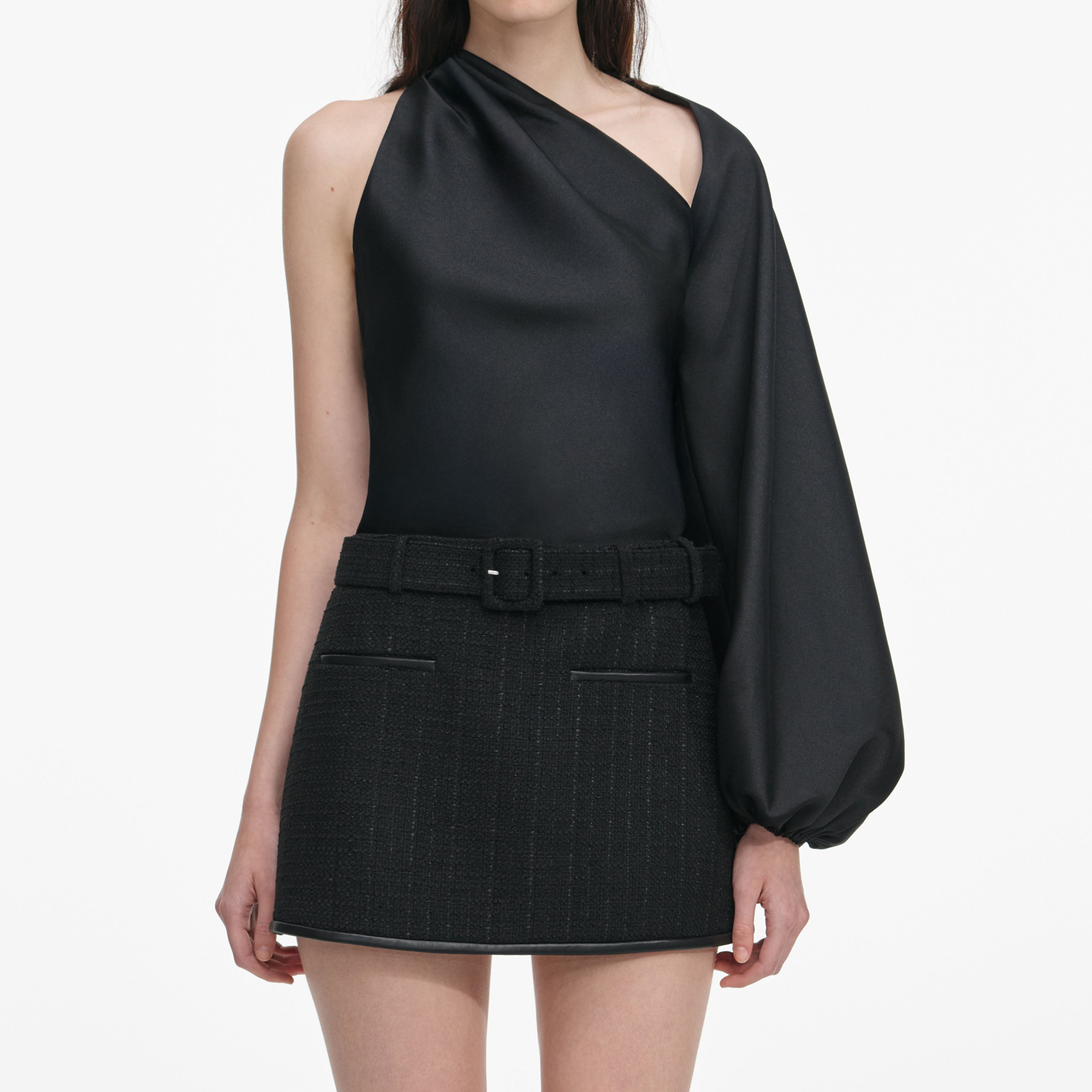 Black Boucle Mini Skirt