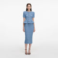 Blue Peplum Knit Midi Dress