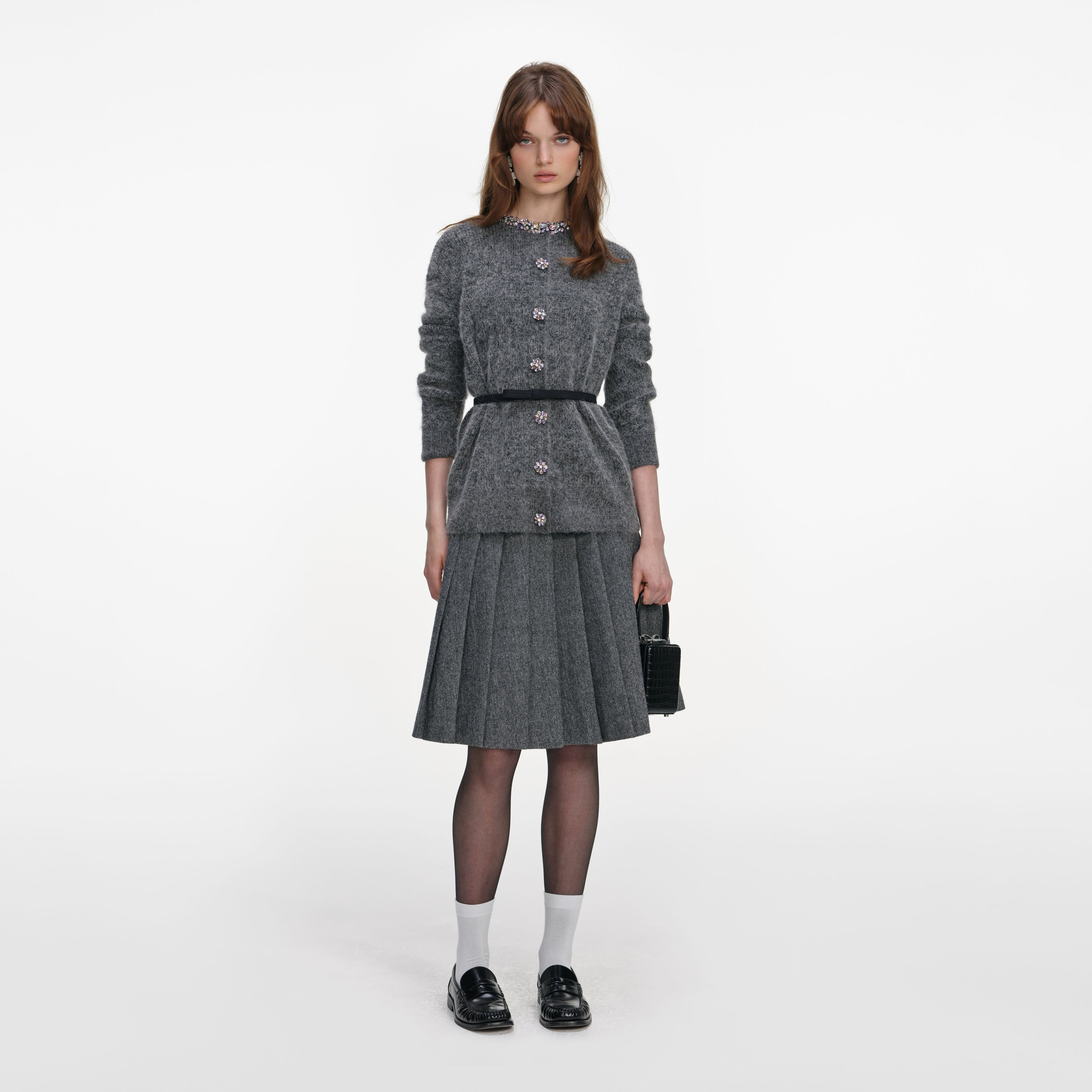 Charcoal Crystal Trim Cardigan
