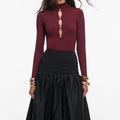 Black Cotton Midi Skirt