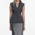 Grey Tailored Satin Maxi Dress