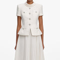 Cream Boucle Collared Midi Dress