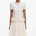 Cream Boucle Collared Midi Dress