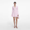 Pink Pearl Trim Knit Mini Dress
